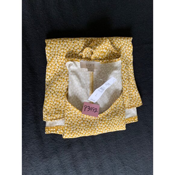 Loft Outlet Womens Yellow Floral Sleeveless Blouse Size Large Summer Top - Picture 9 of 9